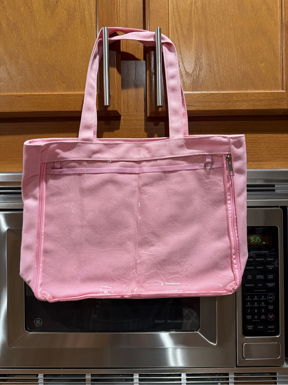 Bag with Insert Large Canvas Shoulder and clear pocket for your trinkets/plushie